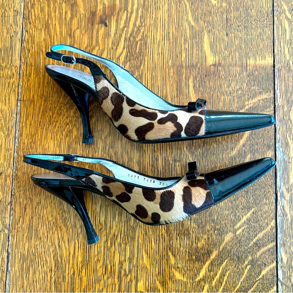Vintage Dolce & Gabbana leopard print leather slingback  pumps
